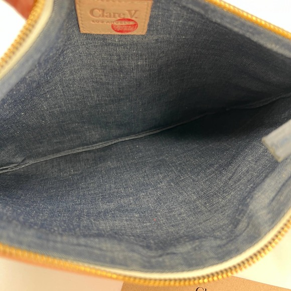 CLARE V ANTHROPOLOGIE Angular Pouch Clutch Leather Colorblock NWT - Picture 7 of 10